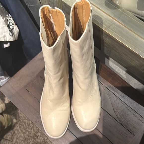 Oasis Society Shoes - Cream Suede Ankle Booties with Elastic Side Panels